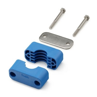 Kit de Suporte em Polipropileno para Tubo Rígido (Pipe) de 1¼" OD (DE) com Parafusos e Placa de Tampa em Aço Inoxidável 304 (vide MS-01-109)