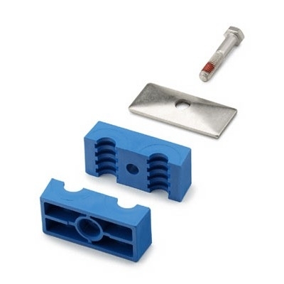 Kit de Suporte em Polipropileno para Tubo Rígido (Pipe) de 2" OD (DE) com Parafusos e Placa de Tampa em Aço Inoxidável 304 (vide MS-01-109)