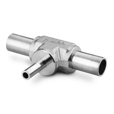 316L Stainless Steel Tube Butt Weld Reducing Union Tee, 3/8 in. x 1/4 in. OD, SC-01 Cleaned