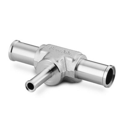 Te União de Redução em Aço Inoxidável 316L, Extremidades: Conexão para Solda de Topo Automática para Tubing (ATW) de 1/2" X Perna Central de 1/4? OD (DE) (vide MS-01-149)