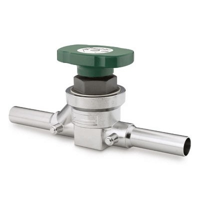 Válvula Diafragma em Aço Inoxidável 316L Série LD, para Serviço de Gás, Corpo Fundido, Extremidades: Tubo de 1?, espessura de parede de 0,065?, com extensão de 3?, para Solda de Topo para Tubing (TBW), Sem Porta para Purga, Limpeza SC-11 (vide MS-01-