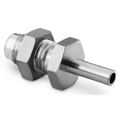 316L VAR High-Flow VCR Face Seal Fitting, Tube Butt Weld Bulkhead Connector Body, 1/4 in. HVCR x 3/8 in. TBW, SC-01 Cleaned