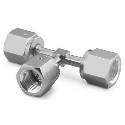 316L VAR Welded VCR Face Seal Fitting, Female Tee, 1/4 in. WVCR, SC-01 Cleaned