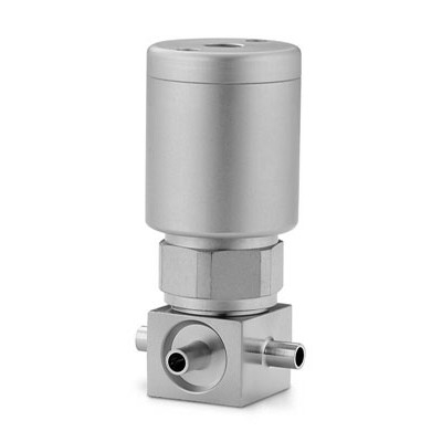 Válvula com Vedação por Fole em Aço Inoxidável 316L VAR Série BN para Alta Pureza, 3 Portas, Passagem do Fluxo Tipo “A”. Extremidades: Conexão para Solda de Topo para Tubing (TBW) de 1/4?, Atuador NC, Limpeza SC-11 (vide MS-01-94)
