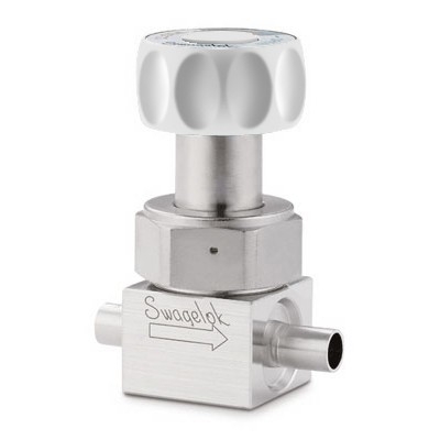 316L VAR UHP High-Flow Diaphragm-Sealed Valve, 3/8 x 0.035 in. TBW, SC-11 Cleaned, White Round Handle