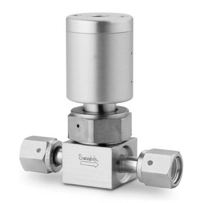 316L VAR UHP High-Flow Diaphragm-Sealed Valve, 1/4 in. Female Swagelok HVCR Fitting, SC-11 Cleaned, NC Actuator