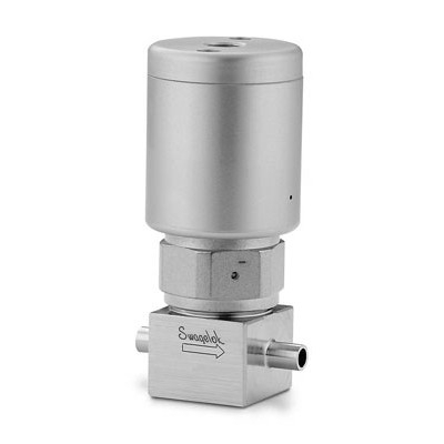 Válvula Diafragma sem Molas em Aço Inoxidável 316L VIM/VAR UHP Série DP. Extremidades: Conexão para Solda de Topo para Tubing (TBW) de 1/4?, Limpeza SC-11, Atuador NC (vide MS-01-165)