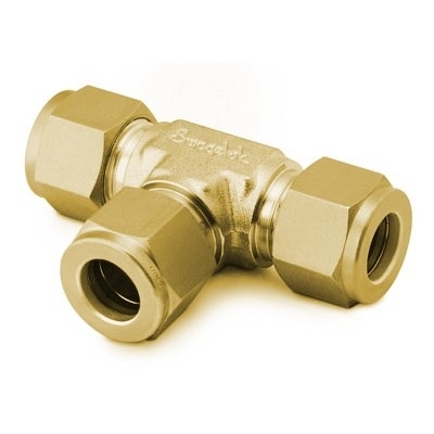 Brass Swagelok Tube Fitting, Reducing Union Tee, 5/8 in. x 5/8 in. x 3/8 in. Tube OD