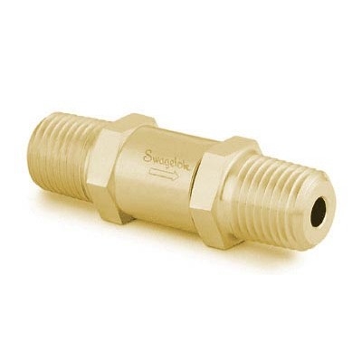 Válvula de Retenção Tipo Poppet Série C em Latão 360 Conforme Norma ASTM B16, Pressão de Trabalho de 1.500 psig (103 bar), Temperatura de Trabalho -23 a 121°C com Vedações em Buna N, Extremidades: Rosca NPT Macho de 3/4", Pressão de Abertura Fixa em