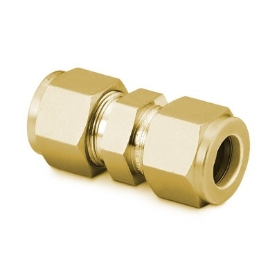 União em Latão, Extremidades: Conexão Swagelok (Dupla Anilha) para Tubo de 7/8" OD (DE) (vide MS-01-140)