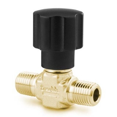 Valvula Agulha em latão Série D, castelo Integral e haste Não-rotativa, Cv= 0,27 Extremidades:Rosca NPT macho de 1/4" ( Vide MS-01-42