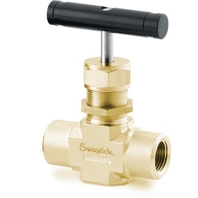 Brass Integral Bonnet Needle Valve, 1.80 Cv, 1/2 in. Female ISO Tapered, Regulating Stem