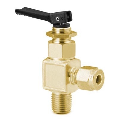 Válvula Tipo Toggle em Latão Série 1G, Extremidades: Conexão NPT Macho de 1/4" X Conexão Swagelok (Dupla Anilha) para Tubo de 1/4" OD (DE) (vide MS-01-54)
