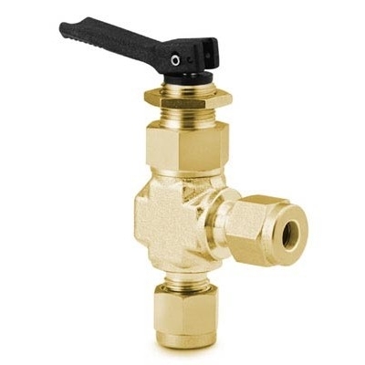 Válvula Tipo Toggle em Latão Série 1G, em Ângulo, Extremidades: Conexão Swagelok (Dupla Anilha) para Tubo de 6 mm OD (DE) (vide MS-01-54)