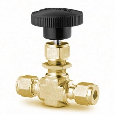Brass Integral Bonnet Needle Valve, 0.37 Cv, 8 mm Swagelok Tube Fitting, Regulating Stem