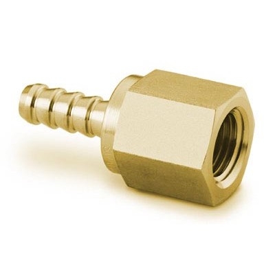 Conexão em Latão para Mangueira, Extremidades: Espiga para Mangueira de 1/8" ID (DI) X Rosca NPT Femea de 1/8? (vide MS-01-27)