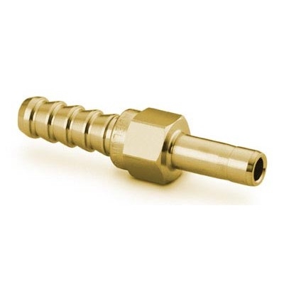 Conexão em Latão para Mangueira, Extremidades: Espiga para Mangueira de 1/8" ID (DI) X Adaptador para Tubo de 1/4? (vide MS-01-27)