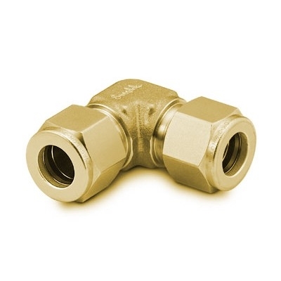 Cotovelo União em Latão, Extremidades: Conexão Swagelok (Dupla Anilha) para Tubo de 3/16" OD (DE) (vide MS-01-140)