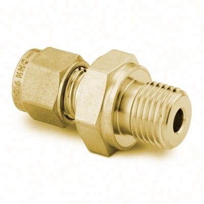 Conexão Macho em Latão, Extremidades: Conexão Swagelok (Dupla Anilha) para Tubo de 3 mm OD (DE) X Rosca BSP Macho Paralela (RP) de 1/8? (vide MS-01-140)