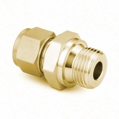 Conexão Macho em Latão, Extremidades: Conexão Swagelok (Dupla Anilha) para Tubo de 3 mm OD (DE) X Rosca BSP Macho Paralela (RS) de 1/8? (vide MS-01-140)