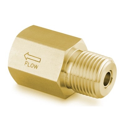 Conexão para Amortecimento / Proteção de Manômetro em Latão, Extremidades: Rosca NPT Femea de 1/4" X Rosca NPT Macho de 1/4° para água e óleo de 75 a 119 SUS (vide MS-02-170)