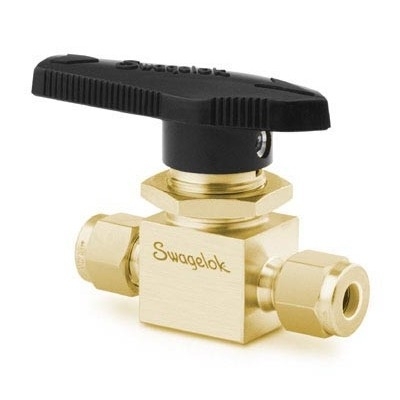 Válvula de Esfera em Latão Série 40, Monobloco, Cv = 12, Extremidades: Conexão Swagelok (Dupla Anilha) para Tubo de 1/2” OD (DE), Limpeza para Oxigenio SC-11 (vide MS-02-331).