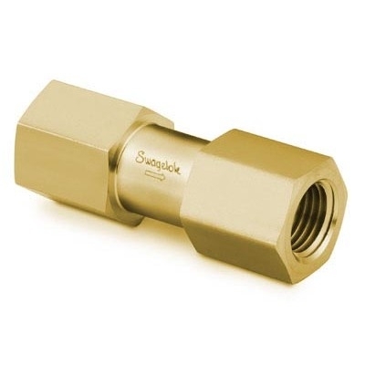 Brass Poppet Check Valve, Fixed Pressure, 1/4 in. FNPT, 10 psig (0.69 bar)