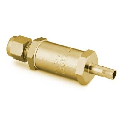 Filtro em Linha em Latão Série F para Retenção de Partículas, Poros de 7 Micra, Extremidades: Conexão Swagelok (Dupla Anilha) para Tubo de 1/4? OD (DE) X Adaptador para Tubo de 1/4? OD (DE) (vide MS-01-92)