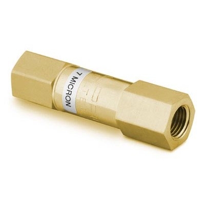 Filtro em Linha em Latão Série F para Retenção de Partículas, Poros de 15 Micra, Extremidades: Rosca NPT Femea de 1/4? (vide MS-01-92)
