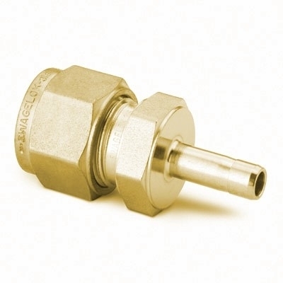 Conexão de Redução em Latão, Extremidades: Conexão Swagelok (Dupla Anilha) para Tubo de 4 mm OD (DE) X Adaptador para Tubo de 6 mm OD (DE) (vide MS-01-140)