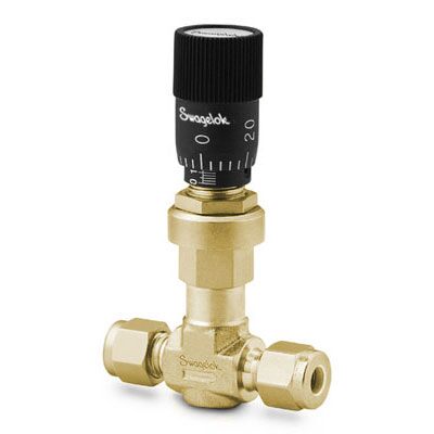 Brass Medium-Flow Metering Valve, 1/4 in. Swagelok Tube Fitting, Vernier Handle
