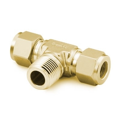 Brass Swagelok Tube Fitting, Male Branch Tee, 5/16 in. Tube OD x 5/16 in. Tube OD x 1/8 in. Male NPT