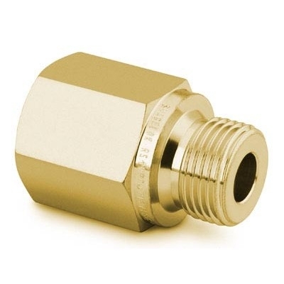 Adaptador em Latão para Tubo Rígido (Pipe), Extremidades: Rosca NPT Femea de 3/8" X Rosca BSP Macho Paralela (RS) de 3/8" (vide MS-01-140)