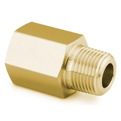 Adaptador em Latão para Tubo Rígido (Pipe), Extremidades: Rosca NPT Femea de 3/8" X Rosca NPT Macho de 3/8" (vide MS-01-147)