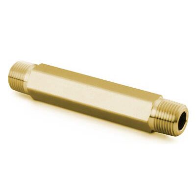 Brass Pipe Fitting, Hex Long Nipple, 1/8 in. Male NPT, 2 1/2 in. Length