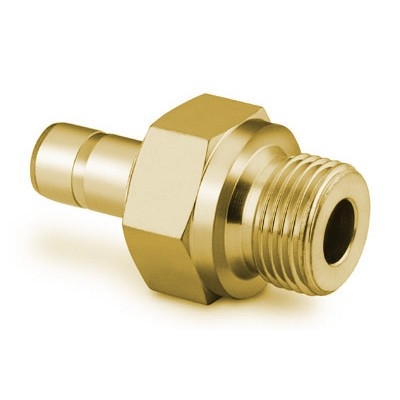 Adaptador Macho para Tubo em Latão, Extremidades: Adaptador para Tubo de 6 mm OD (DE) X Rosca BSP Macho Paralela (RS) de 1/8? (vide MS-01-140)