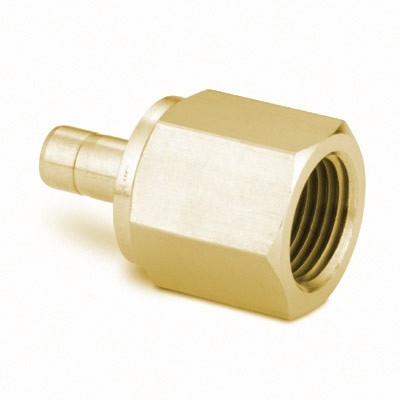 Adaptador Femea para Tubo em Latão, Extremidades: Adaptador para Tubo de 6 mm OD (DE) X Rosca BSP Femea Paralela (RG) de 1/4? (exemplo: Manômetros) (vide MS-01-140)