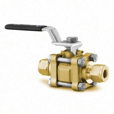 Válvula de Esfera em Latão Série 60, Assento em PTFE Reforçado, Extremidades: Swagelok (dupla anilha de 1/4 OD (vide MS-01-146)