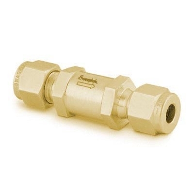Brass Poppet Check Valve, Fixed Pressure, 3/8 in. Swagelok Tube Fitting, 10 psig (0.69 bar)