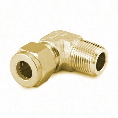 Cotovelo Macho em Latão, Extremidades: Conexão Swagelok (Dupla Anilha) para Tubo de 6 mm OD (DE) X Rosca BSP Macho Cônica (RT) de 1/4? (vide MS-01-140)