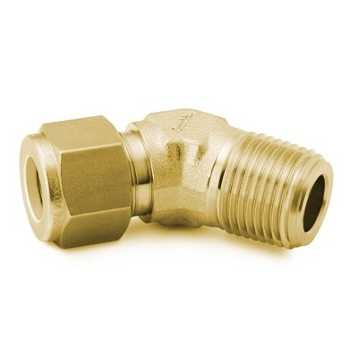 Brass Swagelok Tube Fitting, 45° Male Elbow, 1/2 in. Tube OD x 1/2 in. Male NPT