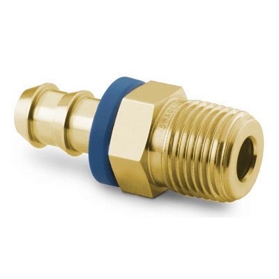 Conexão em Latão para Mangueira Push-On para Uso Geral, Série PB, Extremidades: Conexão Push-On (Tipo Espiga para Mangueira) de 1/4? X Rosca BSP Macho Cônica de 1/4? (vide MS-01-167)