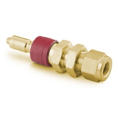 Espiga em Latão com Retenção para Instalação em Painel do Engate Rápido para Instrumentação Série QC, Extremidade: Conexão Swagelok (dupla anilha) para Tubo de 1/4? OD (DE), Cv = 0,2 (vide MS-01-138)