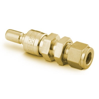 Espiga em Latão sem Retenção para Instalação em Painel do Engate Rápido para Instrumentação Série QC, Extremidade: Conexão Swagelok (dupla anilha) para Tubo de 1/4? OD (DE), Cv = 0,3, (vide MS-01-138)