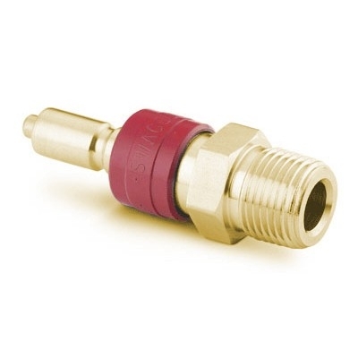 Brass Instrumentation Quick-Connect Stem with Valve, 1/4 in. Male NPT (QC6 Series)