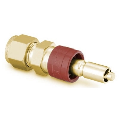 Espiga em Latão com Retenção para Instalação em Painel do Engate Rápido para Instrumentação Série QC, Extremidade: Conexão Swagelok (Dupla Anilha) para Tubo de 3/8? OD (DE), Cv = 0,5 (vide MS-01-138)