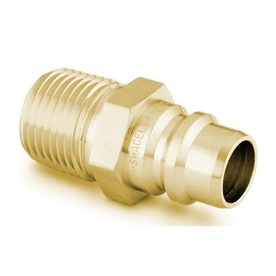 Espiga em Latão sem Retenção do Engate Rápido de Passagem Plena Série QF , Extremidade: Rosca NPT Macho de 3/8", Cv = 1,7 (vide MS-01-138)