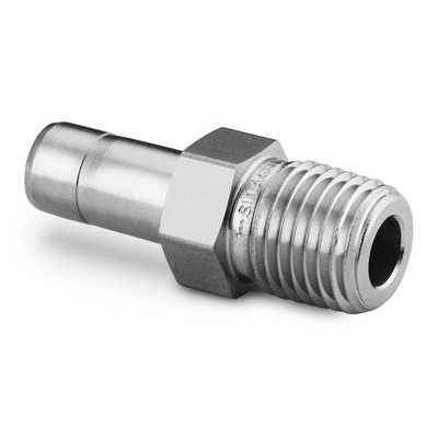 Conexão Macho em C-20, Extremidades: Adaptador para Tubo de 1/4" OD (DE) X Rosca NPT Macho de 1/4" (vide MS-01-140)