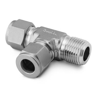 Alloy 400/R-405 Swagelok Tube Fitting, Male Run Tee, 1/4 in. Tube OD x 1/4 in. Male NPT x 1/4 in. Tube OD