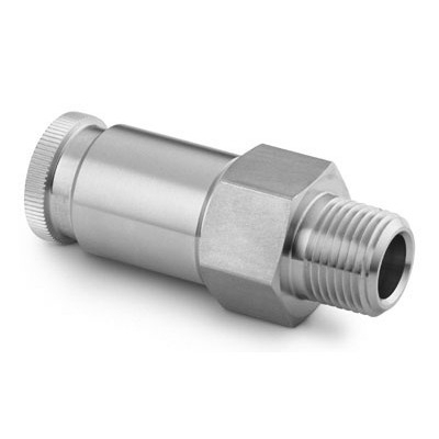Alloy 400 PTFE-Sealed Quick-Connect Stem w/ Valve, 0.2 Cv, 1/4 in. Male NPT (QTM2 Series)